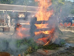 2012年の千日詣り最終日　護摩焚きの様子